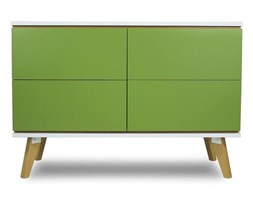 Nowoczesna zielona komoda JORGEN 4 na dębowych nogach