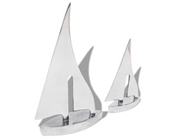 vidaXL Łódka dekoracyjna na ścianę, 2 szt. aluminium, srebrna