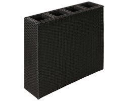 vidaXL Donica ogrodowa z 4 wkładami, polirattan, czarna
