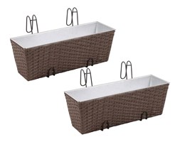 vidaXL Donice balkonowe prostokątne 50 cm x2 brąz