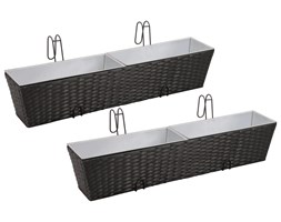 vidaXL Donice balkonowe prostokątne 2 x 80 cm w kolorze czarnym