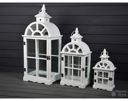DREWNIANA LATARNIA LAMPION SHABBY COTTAGE 3SZT.