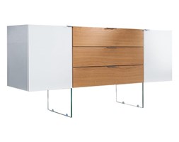 Komoda Exeon 160cm biała szkło/dąb (Z36198)