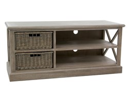 Szafka RTV Basket Wood Natural, z koszykiem, drewno, 51x120x49 cm (JL13410)