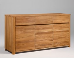Signu Design Komoda dębowa Donat z 3 drzwiami i 3 szufladami