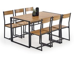 BOLIVAR zestaw stół + 6 krzeseł dąb złoty / czarny