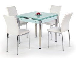 KENT stół rozkładany mleczny, stal chromowana