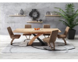 SANDOR 3 stół rozkładany, blat - dąb złoty, nogi - dąb złoty / czarny