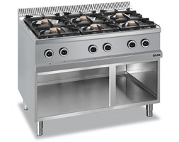 Kuchnia gazowa z palnikami Flex Burners 6x 7 kW, na podstawie z trzech stron zamkniętej, linia 700 - kod MG7G6A77XL