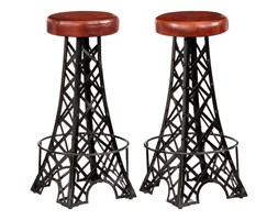 vidaXL Stołki barowe, 2 szt., 40x40x76 cm, prawdziwa skóra