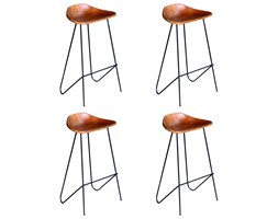 vidaXL Krzesła barowe, 4 szt., prawdziwa skóra, brązowe