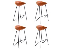 vidaXL Krzesła barowe, 4 szt., prawdziwa skóra, brązowe