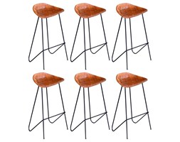 vidaXL Krzesła barowe, 6 szt., prawdziwa skóra, brązowe