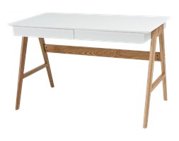 Biurko Henja białe z dębową podstawą
