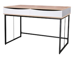 Biurko Skals biało-dębowe na czarnej podstawie