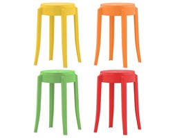 vidaXL Stołki sztaplowane, 4 szt., różne kolory, plastikowe