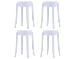 vidaXL Stołki sztaplowane, 4 szt., białe, plastikowe