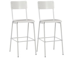vidaXL Krzesła barowe, 2 szt., białe, sklejka i stal