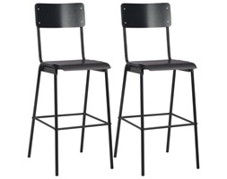 vidaXL Krzesła barowe, 2 szt., czarne, sklejka i stal