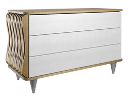 Komoda drewniana biało brązowa Organique trzy szuflady FUR0090