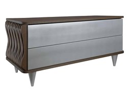 Komoda drewniana srebrno ciemnobrązowa Organique dwie szuflady FUR0101