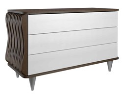 Komoda drewniana biało ciemnobrązowa Organique trzy szuflady FUR0110