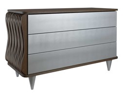 Komoda drewniana srebrno ciemnobrązowa Organique trzy szuflady FUR0111