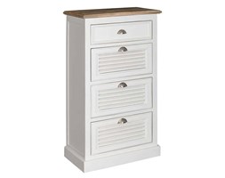 Wysoka Komoda biała z uchwytami muszelkami