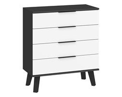 Komoda Sven 4S (SVN-04) : Czas dostawy - 1-4 tygodnie, Kolor frontu - biały połysk, Kolor korpusu - czarny matowy