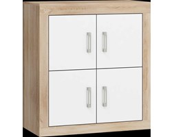 Komoda VERIN 4S (VRN-11) : Czas dostawy - 1-4 tygodnie, Kolor frontu - biały połysk, Kolor korpusu - dąb sonoma