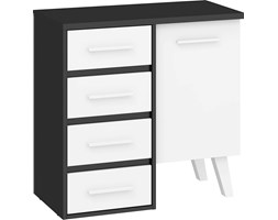 Komoda Nordis 1D4S (NOR-03) : Czas dostawy - 1-4 tygodnie, Kolor frontu - biały mat, Kolor korpusu - czarny matowy