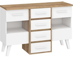Komoda Nordis 4SW (NOR-05) : Czas dostawy - 1-4 tygodnie, Kolor frontu - biały mat, Kolor korpusu - craft złoty