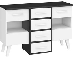 Komoda Nordis 4SW (NOR-05) : Czas dostawy - 1-4 tygodnie, Kolor frontu - biały mat, Kolor korpusu - czarny matowy