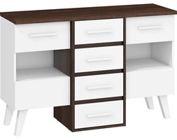 Komoda Nordis 4SW (NOR-05) : Czas dostawy - 1-4 tygodnie, Kolor frontu - biały mat, Kolor korpusu - dąb sonoma ciemna