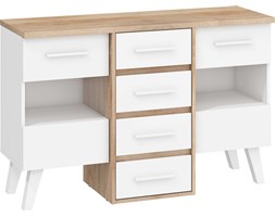 Komoda Nordis 4SW (NOR-05) : Czas dostawy - 1-4 tygodnie, Kolor frontu - biały mat, Kolor korpusu - dąb sonoma