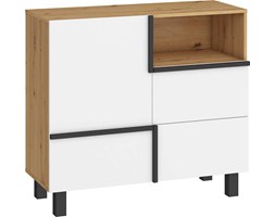 Komoda Lars 1D2S (LAR-01) : Czas dostawy - 1-4 tygodnie, Kolor frontu - biały mat, Kolor korpusu - Dąb Artisan