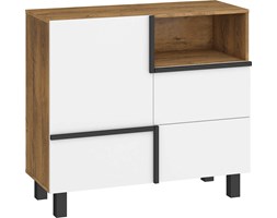 Komoda Lars 1D2S (LAR-01) : Czas dostawy - 1-4 tygodnie, Kolor frontu - biały mat, Kolor korpusu - Dąb Burgundzki