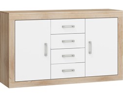 Komoda duża Verin 2D4S (VRN-09) : Czas dostawy - 1-4 tygodnie, Kolor frontu - biały połysk, Kolor korpusu - dąb sonoma