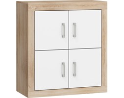 Komoda Verin 4D (VRN-01) : Czas dostawy - 1-4 tygodnie, Kolor frontu - biały połysk, Kolor korpusu - dąb sonoma