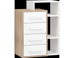 Komoda Rio P4S (RIO-09) : Czas dostawy - 1-3 tygodnie, Kolor frontu - biały mat, Kolor korpusu - dąb sonoma