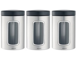 BRABANTIA - Pojemnik z okienkiem 1.4 l - zestaw 3 szt. - stal matowa FPP