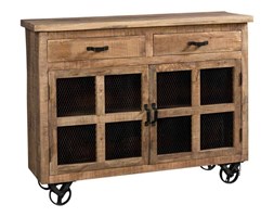 Komoda industrialna z drewna mango na kółkach Network