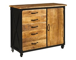 Komoda industrialna z drewna mango Tools na kółkach