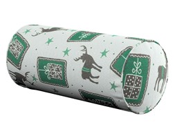 Dekoria Poduszka wałek prosty, zielono-szare renifery na jasnym tle, Ø16 × 40 cm, Wyprzedaż do -50%