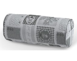 Dekoria Poduszka wałek prosty, szaro-beżowe motywy świąteczne, Ø16 × 40 cm, Wyprzedaż do -50%