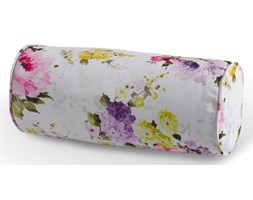 Dekoria Poduszka wałek prosty, fioletowo-różowe kwiaty na białym tle, Ø16 × 40 cm, Monet