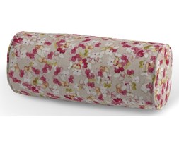 Dekoria Poduszka wałek prosty, malinowo-zielone kwiatki na lnianym tle, Ø16 × 40 cm, Londres
