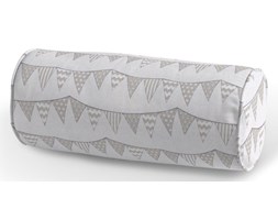Dekoria Poduszka wałek prosty, chorągiewki biało-beżowe, Ø16 × 40 cm, Wyprzedaż do -50%