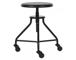 STOŁEK NA KÓŁKACH ROYCE METAL/DREWNO CZARNY