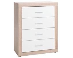 Komoda FAVRBO 4 szuflady dąb/biały wysoki połysk